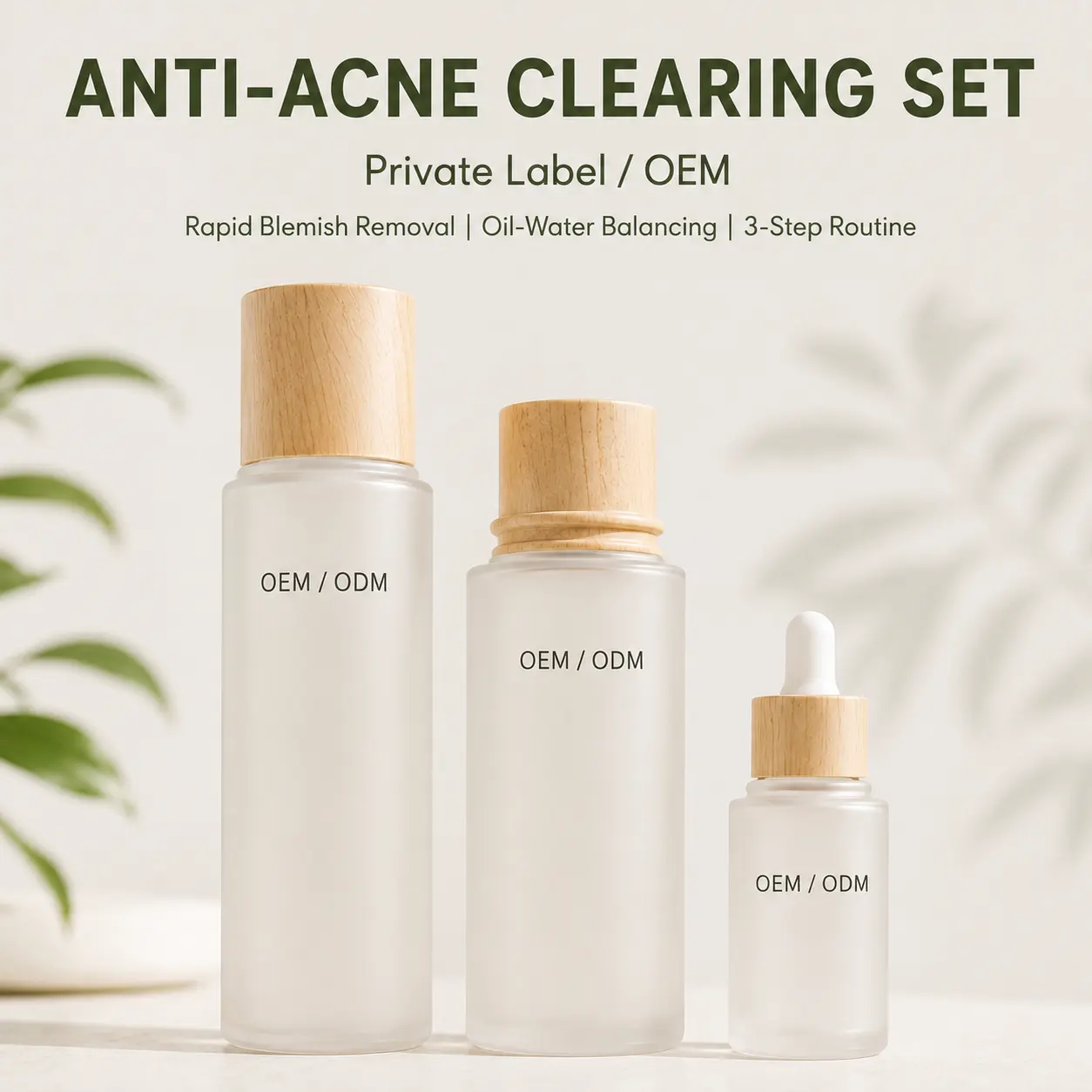 Factory Direct Salicylic Acid + Soothing Actives Anti Acne Set 3-Step Routine ODM Custom Packaging for Beauty Brand