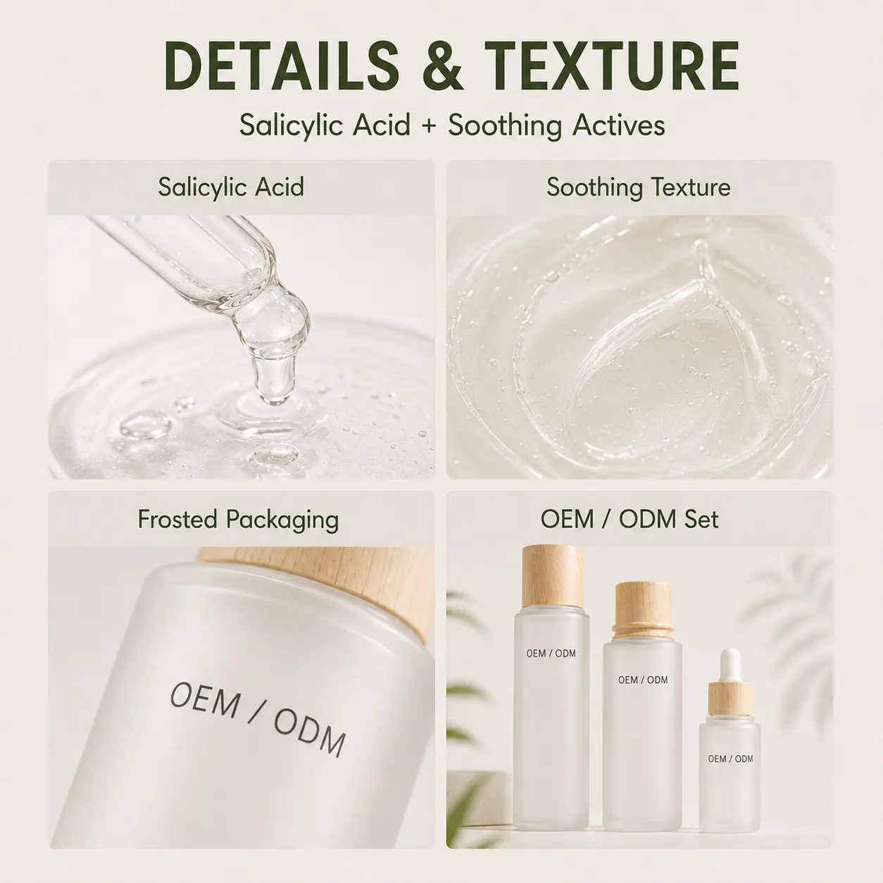 Factory Direct Salicylic Acid + Soothing Actives Anti Acne Set 3-Step Routine ODM Custom Packaging for Beauty Brand