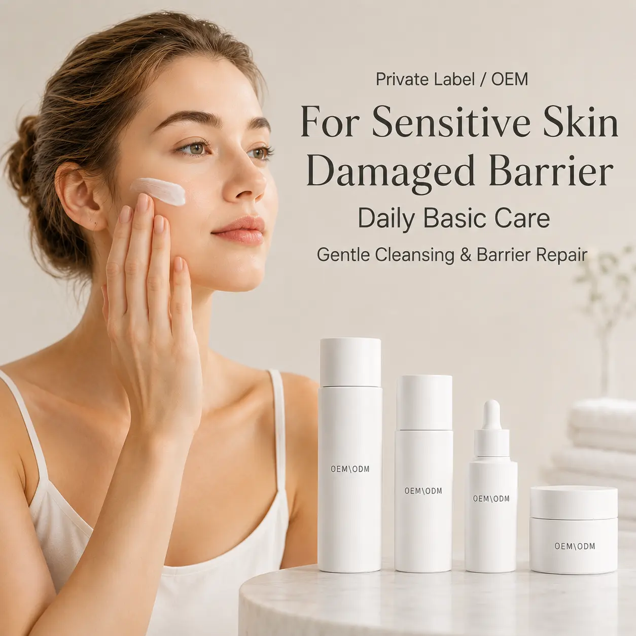OEM Private Label Amino Acid Repairing Skincare Set Gentle Cleansing & Barrier Repair Custom Formula & Packaging Manufacturer