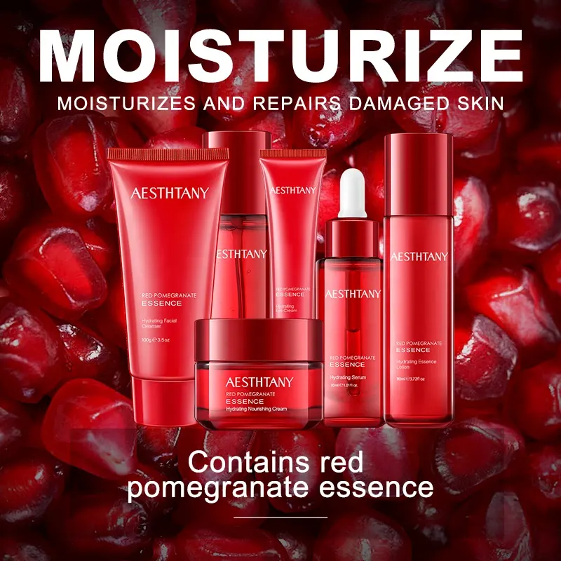 AESTHTANY Red Pomegranate Six-Piece Set Brighten Dull Skin Multi Nutrient Surface Balance Boost Native Soft Skin Radiance Care