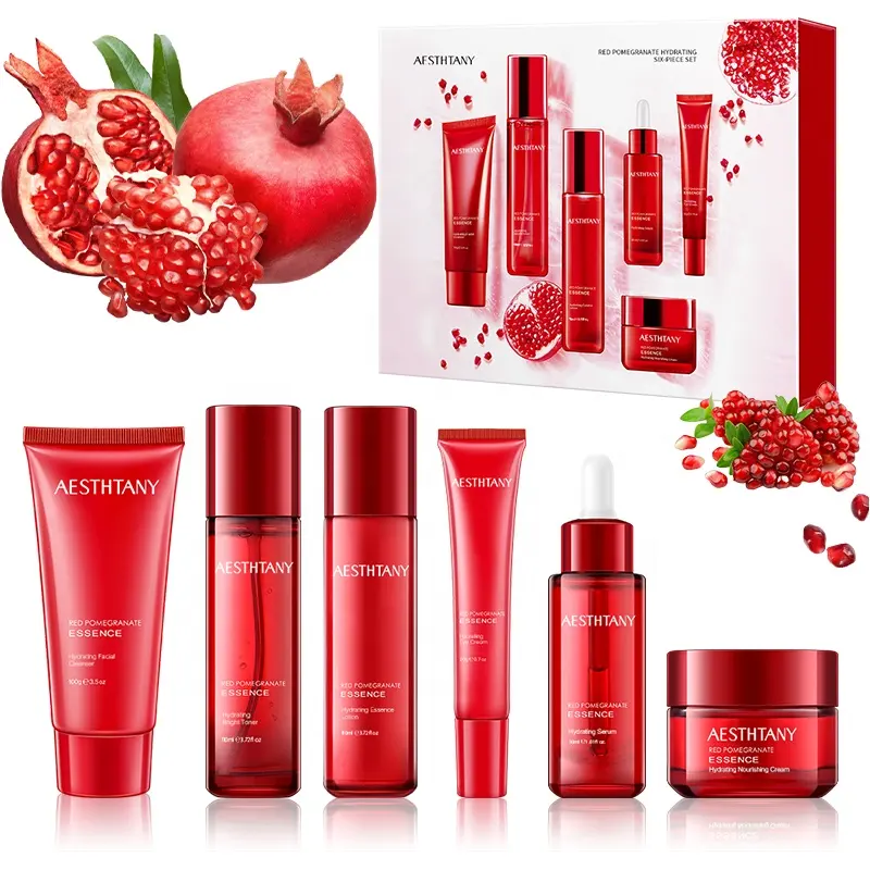 AESTHTANY Red Pomegranate Six-Piece Set Brighten Dull Skin Multi Nutrient Surface Balance Boost Native Soft Skin Radiance Care