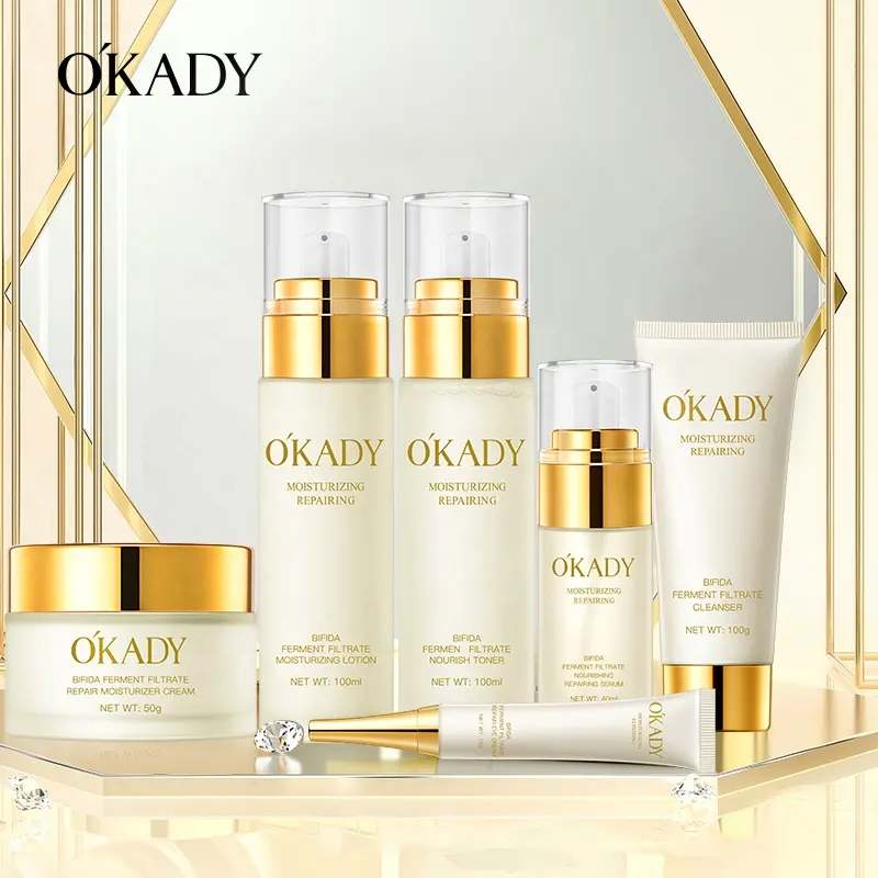 O'KADY 6pcs Bifida Ferment Lysate Nourishing and Repairing Set Korean Skincare Products Serum Toner Cream Anti Aging Treatment
