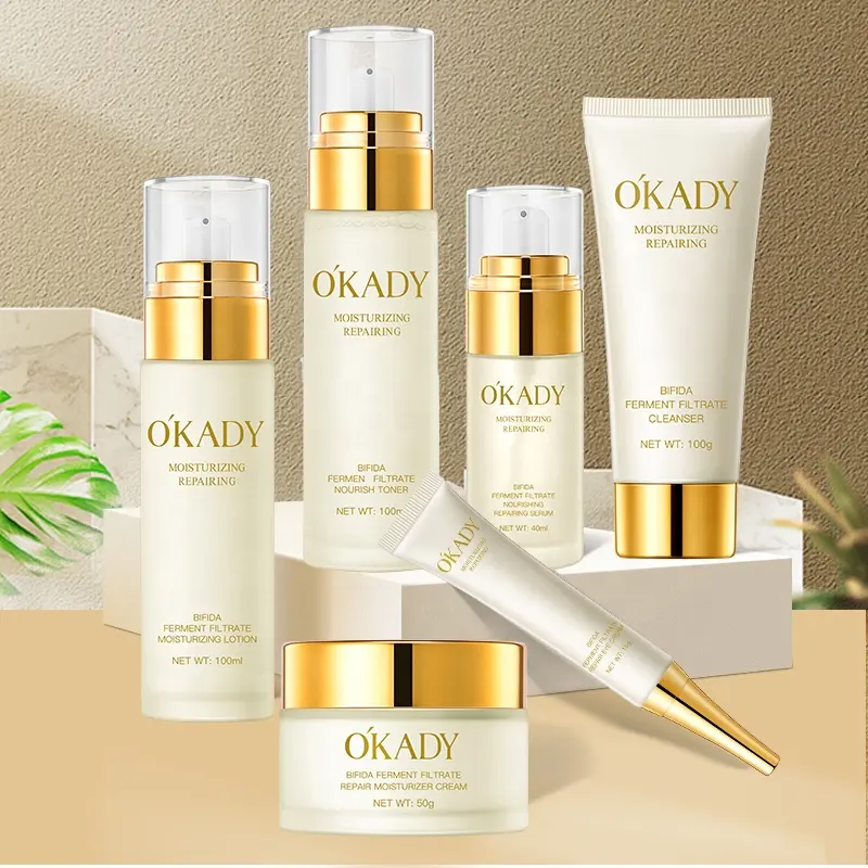 O'KADY 6pcs Bifida Ferment Lysate Nourishing and Repairing Set Korean Skincare Products Serum Toner Cream Anti Aging Treatment
