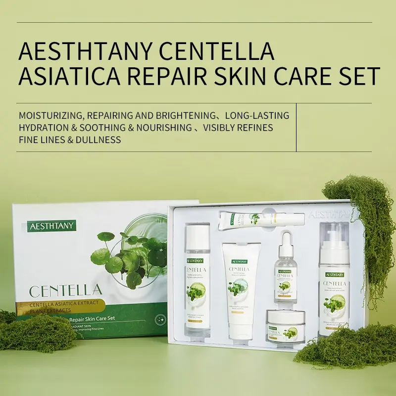 AESTHTANY Centella Asiatica Calming Hydrating Facial Set Vitamin C Elasticity Boosting for Sensitive Skin Daily Care-Luxurious