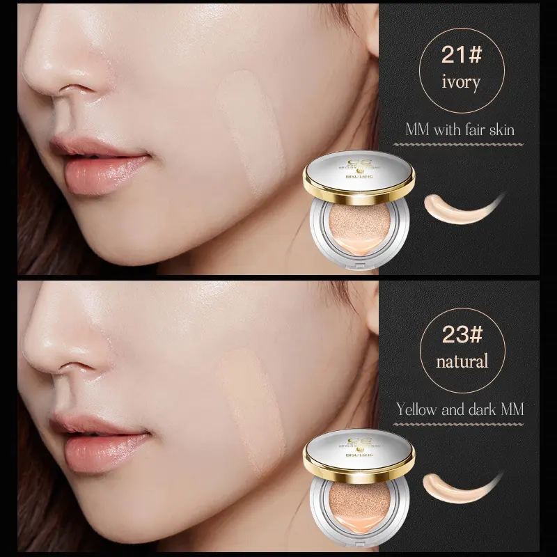 Bisutang Poreless CC Cream Liquid Makeup Cushion Concealer Oil-control Moisturizer Delicate Foundation Waterproof Whitening
