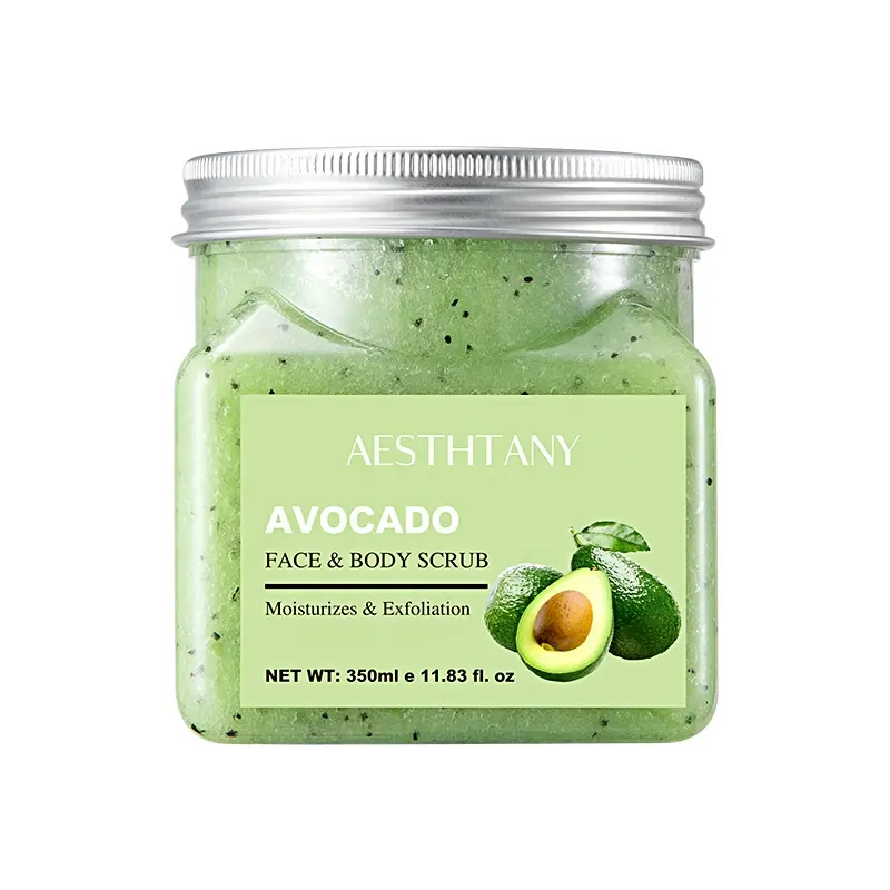 AESTHTANY Avocado Fruit Face Body Scrub 350ml | Clear Cuticles Gently Purify Skin | Moisturizing Exfoliating Softening for All