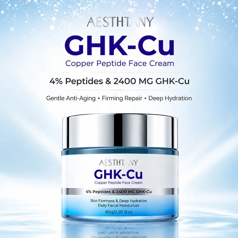 AESTHTANY 60g GHK-Cu Copper Peptide Face Cream Deep Hydrating Nourishing Firming Smoothing for Daily Face Moisturizing Care OEM