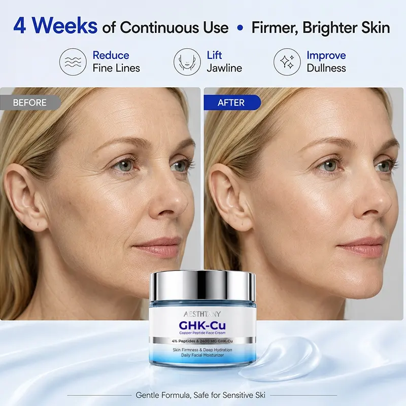 AESTHTANY 60g GHK-Cu Copper Peptide Face Cream Deep Hydrating Nourishing Firming Smoothing for Daily Face Moisturizing Care OEM