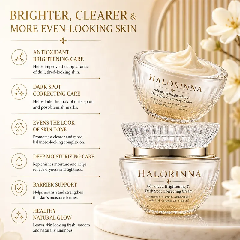 HALORINNA Brightening & Dark Spot Correcting Cream 50g Long-lasting Moisture Smoothing Dryness Rough Skin Daily Hydrating Care detail
