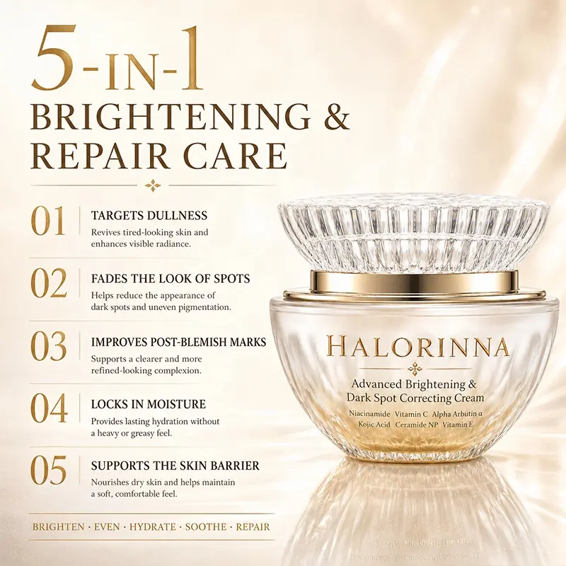 HALORINNA Brightening & Dark Spot Correcting Cream 50g Long-lasting Moisture Smoothing Dryness Rough Skin Daily Hydrating Care