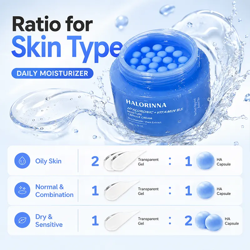 Private Label Panthenol Capsule Face Cream Natural Plant Extract Sebum Control Barrier Repair Sensitive Facial Moisturizer OEM
