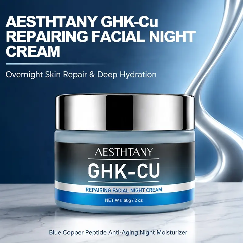AESTHTANY Blue Copper Peptide Anti-Aging Facial Night Cream 60g Continuous Hydration Sustain Skin Vitality Facial Nourishing OEM
