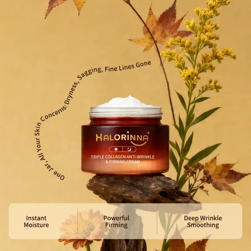 HALORINNA 50g Triple Collagen Firming Face Cream Deep Nourish Long Lasting Moisture Lift Sagging Skin Facial Care Wholesale