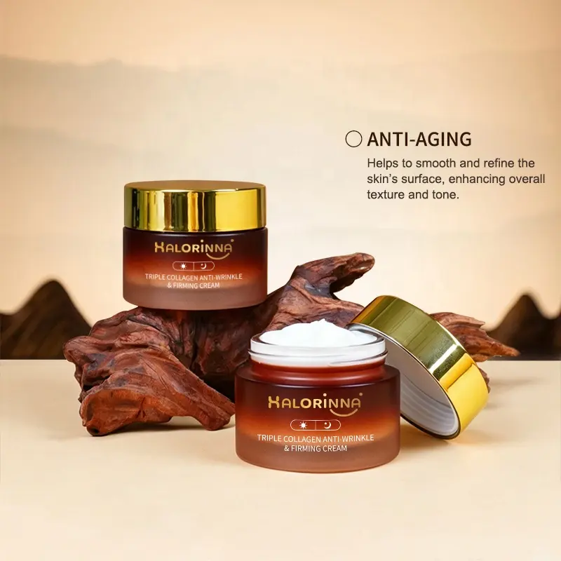 HALORINNA 50g Triple Collagen Firming Face Cream Deep Nourish Long Lasting Moisture Lift Sagging Skin Facial Care Wholesale