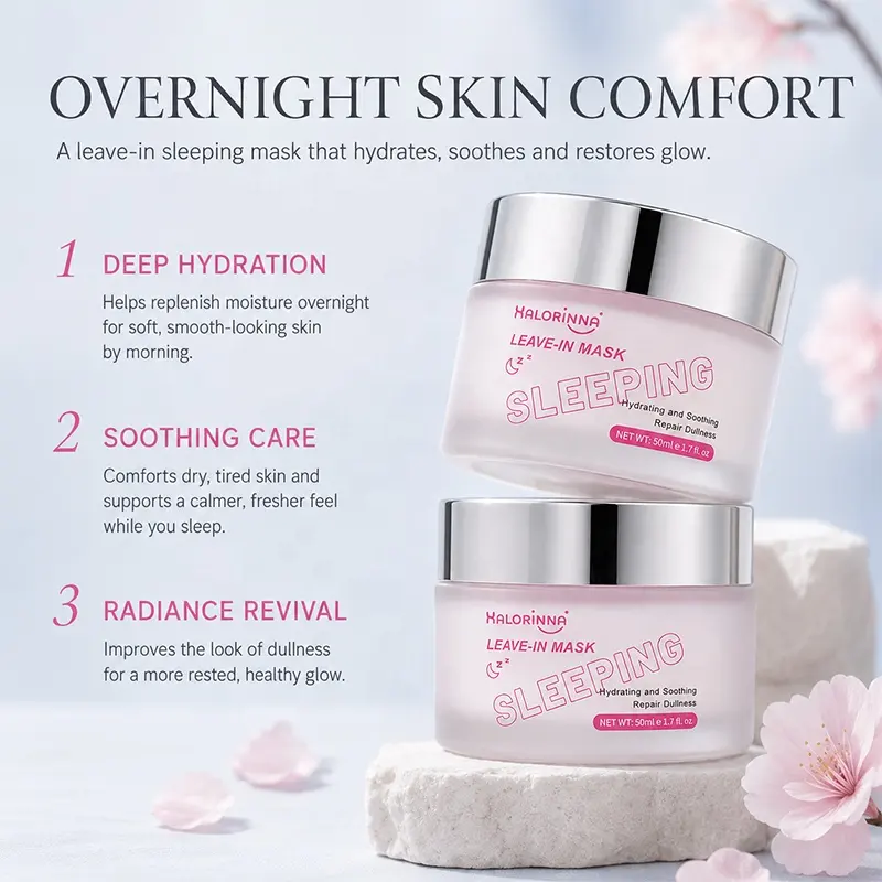 HALORINNA Wash-Free Sleeping Mask Collagen Improve Skin Elasticity Repair Damaged Skin for All Skin Types Facial Treatment OEM detail