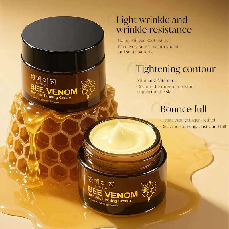 HANMEIJI Bee Venom Turmeric Firming Facial Cream Hydrating Skin Tightening Lifting Smooth Fine Lines Whitening Lightening All