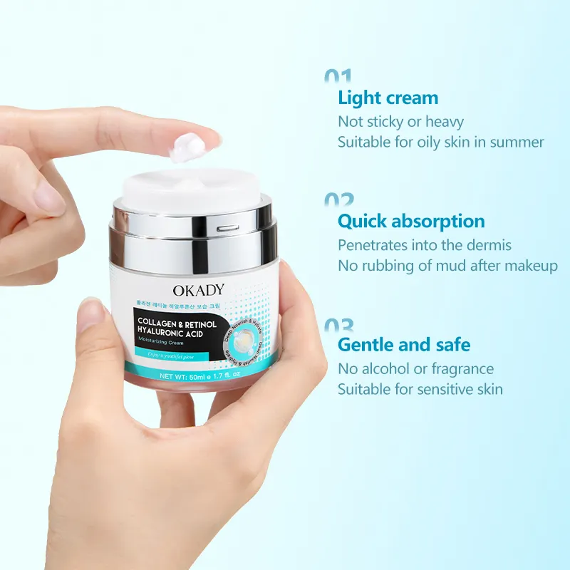 O'KADY Airless Moisturizing Face Cream 50ml Deep Hydrating Nourishing Light Cream with Retinol & Collagen Korean Skin Care