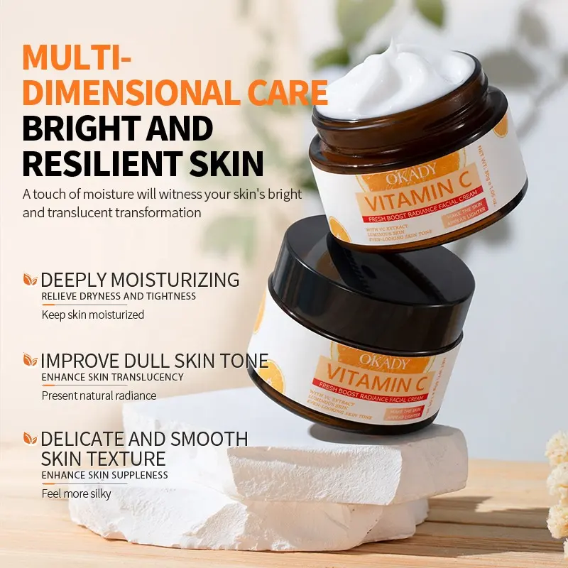 O'KADY VC Face Cream 30g Vitamin C Whitening Moisturizer Refreshing Anti Wrinkle Hydrating Cream for Glowing Radiant Skin