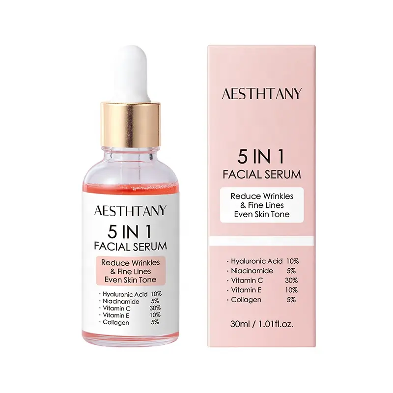 AESTHTANY 5 in 1 Facial Serum 30ml Tighten Skin Improve Sagging Long-lasting Moisture Brighten Daily All Skin Facial Nourishing