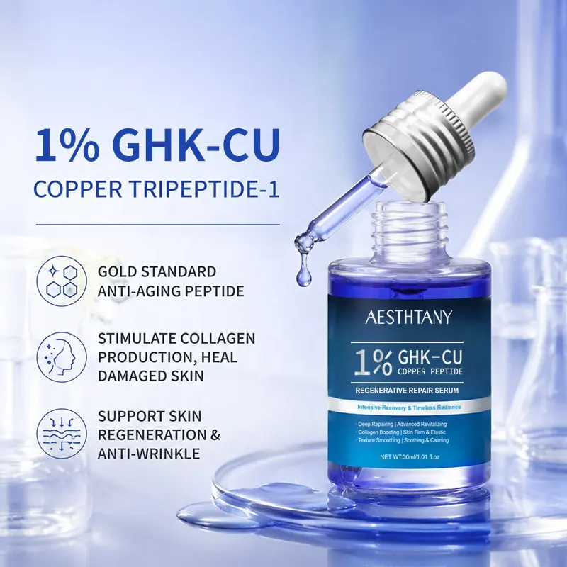 AESTHTANY Blue Copper Peptide Anti-Aging Facial Serum 30ml Nourishing Hydrating Boost Elasticity Soothing Plumping Daily Care detail