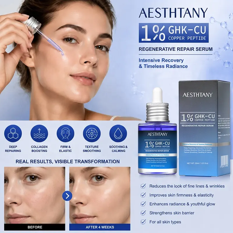 AESTHTANY Blue Copper Peptide Anti-Aging Facial Serum 30ml Nourishing Hydrating Boost Elasticity Soothing Plumping Daily Care