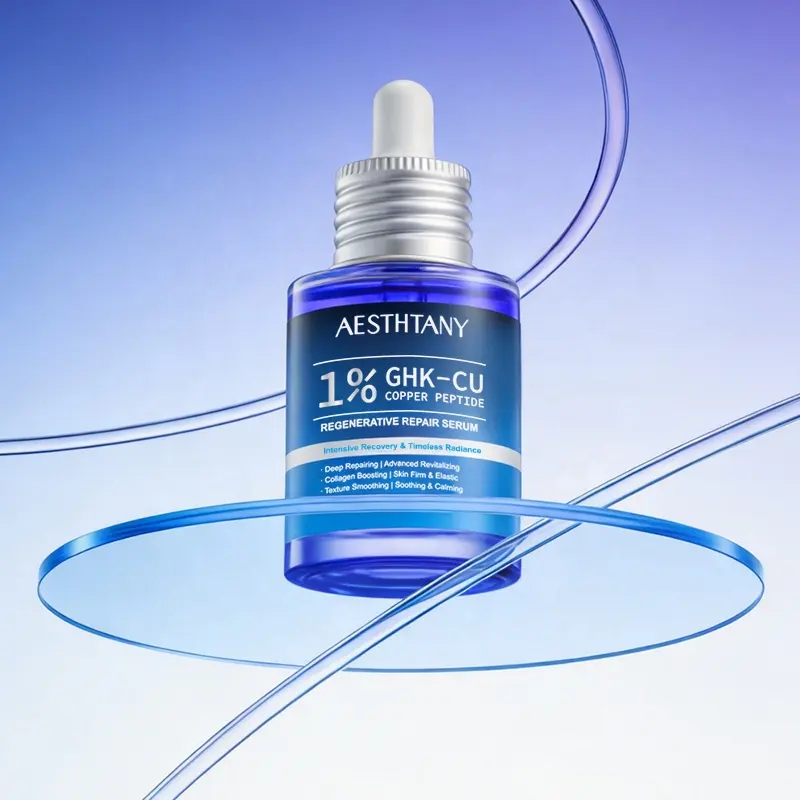 AESTHTANY Blue Copper Peptide Facial Serum 30ml Long-Term Moisture & Plumpness Care Nourishing Moisturizer Soothing for Face