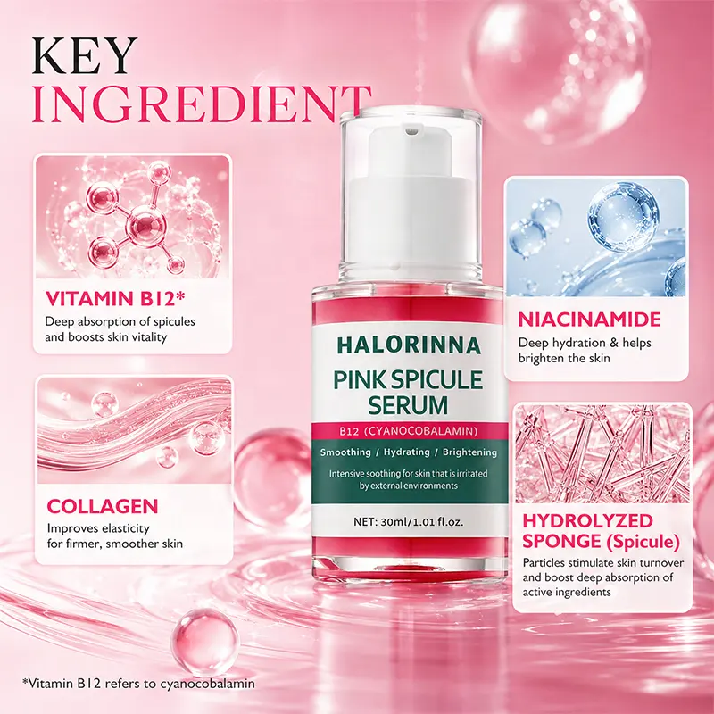 HALORINNA OEM Exfoliating Spicule Facial Serum Vitamin B12 Boost Skin Vitality Hydrate Dull Complexion Weekly Skin Renewal