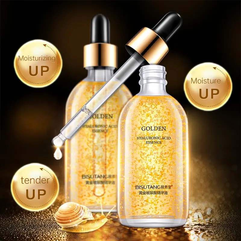 OEM Skin Care Hyaluronic Acid Essence Liquid Whitening Anti Aging Facial Serum Face 24K Gold Serum for Stock