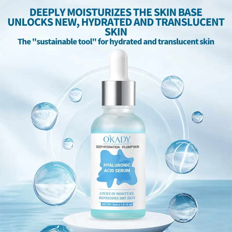 O'KADY Hyaluronic Acid Moisturizing Serum 30ml | Lightweight Facial Essence | Nourish & Restore Skin Elasticity OEM Wholesale