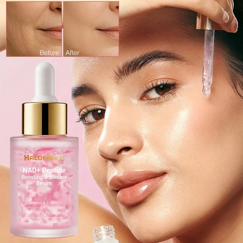 HALORINNA 30ml NAD+ Peptide Ceramide Vegan Collagen Face Serum Strengthen Skin Barrier Improve Red Rough Complexion Anti-Aging