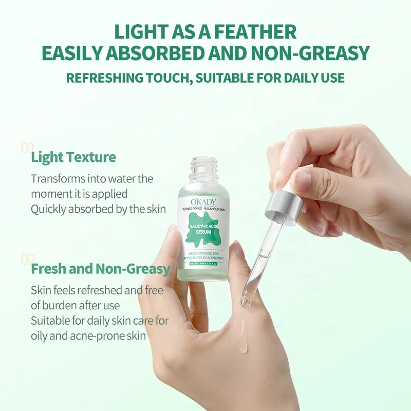O'KADY 30ml Salicylic Acid Face Serum Deep Cleansing Exfoliating for Essence Niacinamide Controls Oil Marks for Daily Nourishing