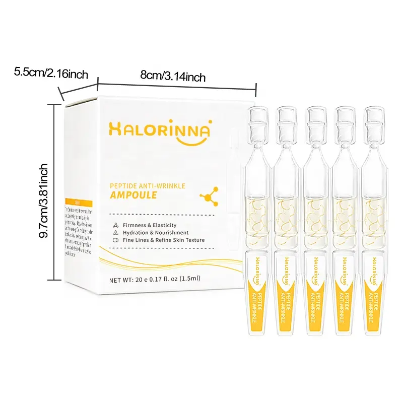 HALORINNA Peptide & Glycerin Firming Ampoule Serum 1.5ml X20 Brightening Hydrating Skin-Smoothing Essence OEM Wholesale
