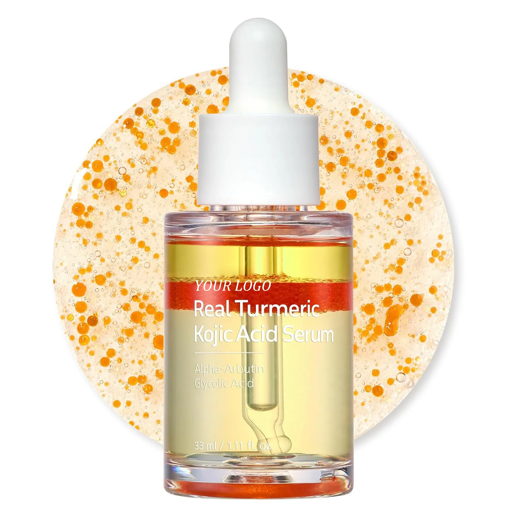 Premium Private Label Turmeric Kojic Acid 33ml Facial Essence for Balancing Uneven Tone and Brightening Dull Skin Daily Care OEM