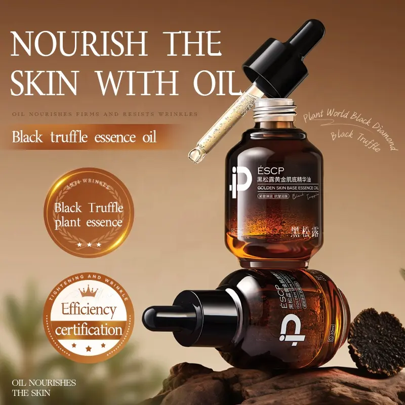 ESCP Luxury 30ml Facial Serum Black Truffle Gold for Essence Oil for Anti-Aging Firming Brightening & Hydrating Targeted for