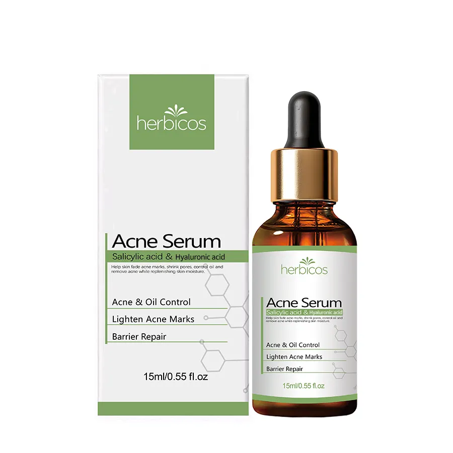 Private Label 2% Salicylic Acid Anti Acne Serum Oil Control Shrink Pores Repair Acne Scar for Oily Sensitive Acne Prone Skin OEM