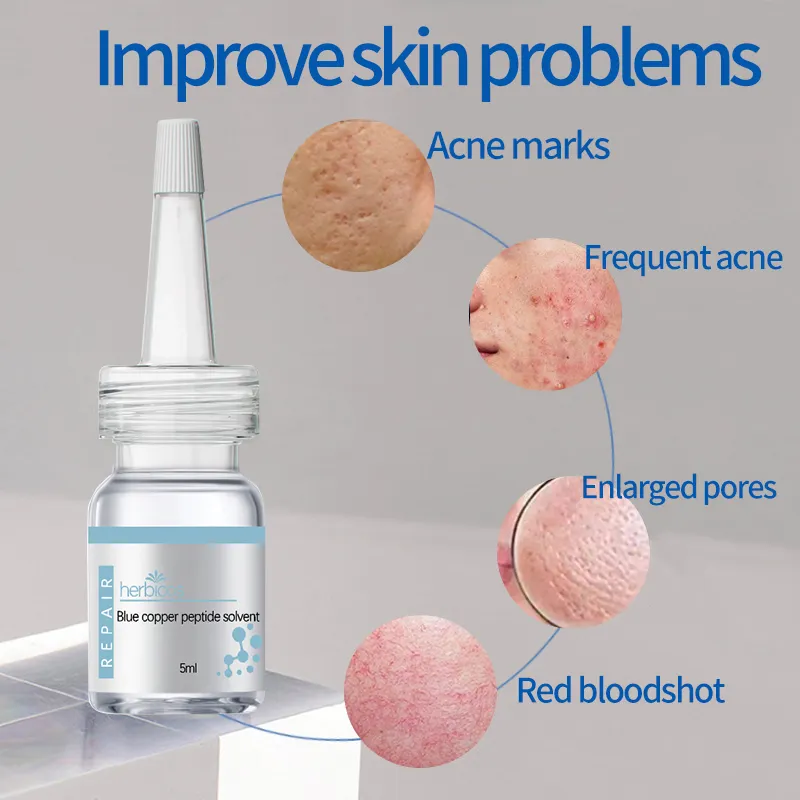 Copper Peptide Lyophilized Powder Skin Care Anti-aging Firming Repairing Facial Blue GHK-Cu Copper Peptide Serum Private Label