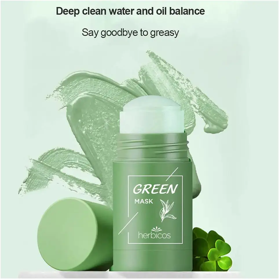 For Herbicos Natural Clay Stick Facial Cleansing Mud Green Tea Purifying Skin Care for Dry Skin Private Label Travel