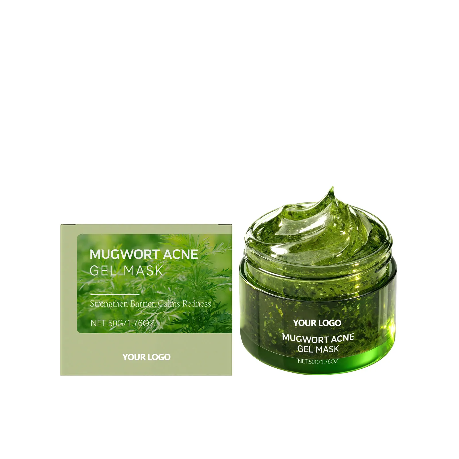 Private Label Mugwort Hydrogel Mask Soothing Anti-Acne Calming Artemisia Mask Gentle Exfoliating Deep Cleansing Wholesale OEM