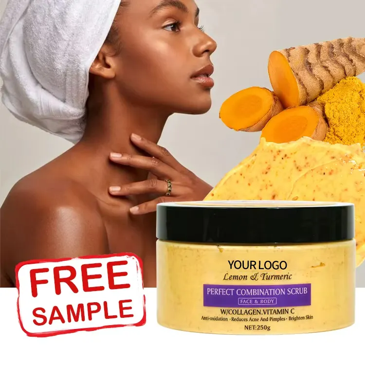 OEM Dead Skin Remover Natural Turmeric & Lemon Brightening Moisturizing Sugar Exfoliating Scrub for Face