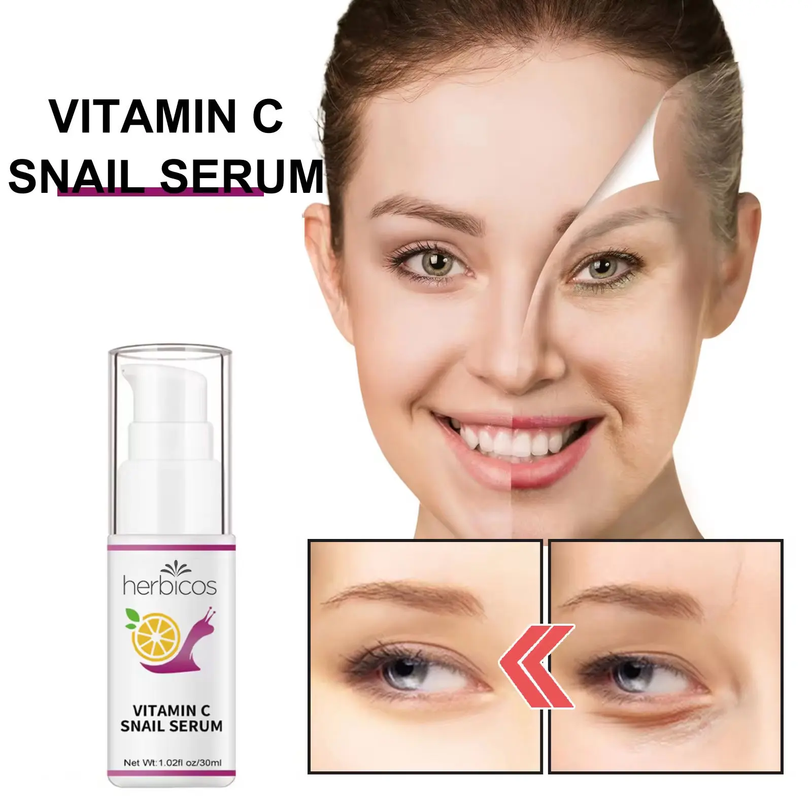 Wholesale OEM ODM Korean Face Whitening Serum Skin Care Anti Aging Deeping Moisturizing Snail Serum Vitamin C Face Serum
