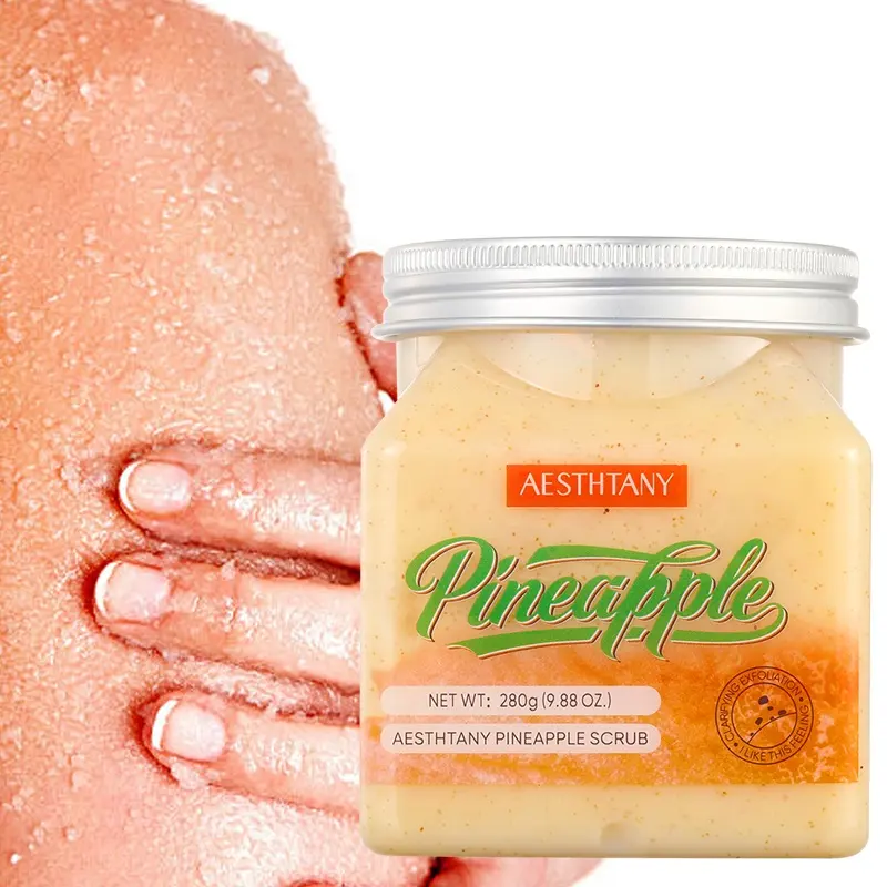 AESTHTANY Pineapple Fruit Body Scrub Gentle Exfoliator Nourish Rough Skin Brighten Dull Complexion Post-Shower SkinCare