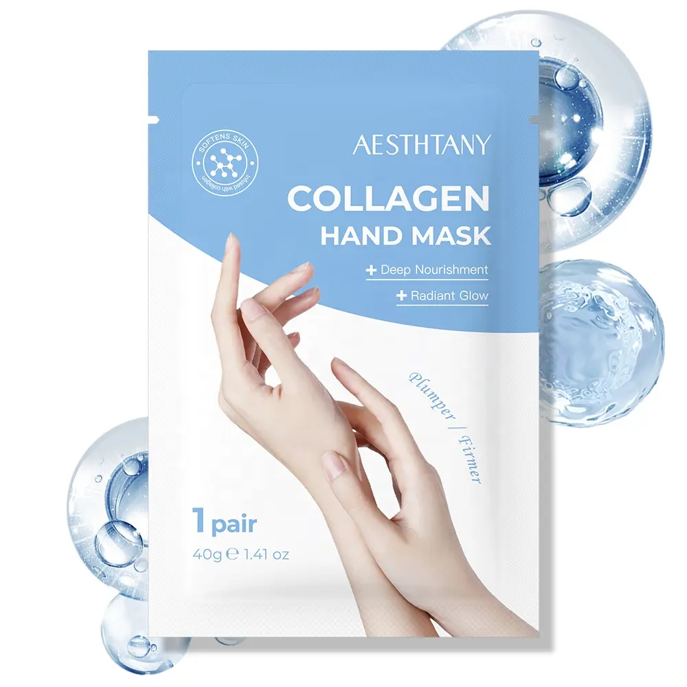 AESTHTANY Collagen Hand Mask 40g for Deep Moisturizing & Repair Nourishing Whitening Firming Anti-Wrinkle Daily Hand Care OEM