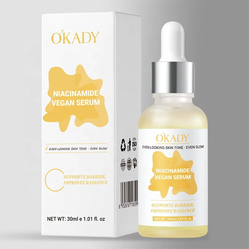 O'KADY Niacinamide Vegan Facial Serum 30ml Brightening Lightening Moisturizing Radiance Boosting Skincare OEM Wholesale