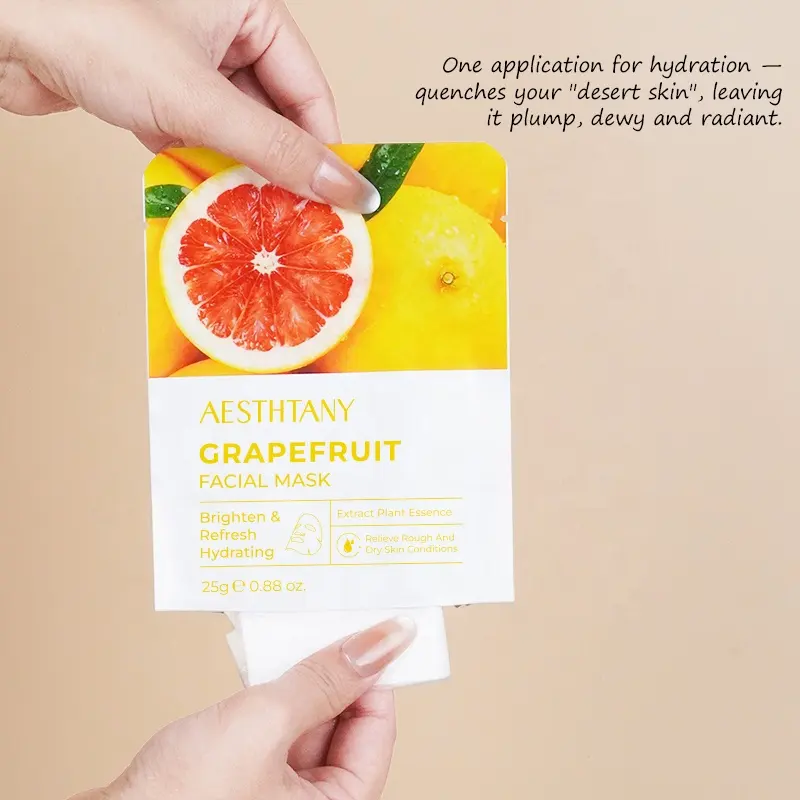 AESTHTANY Fruity Facial Mask 25g*10 Multi Natural Fruit Plant Extract Smoothing Hydrating Relaxing Daily Home Facial Spa Care