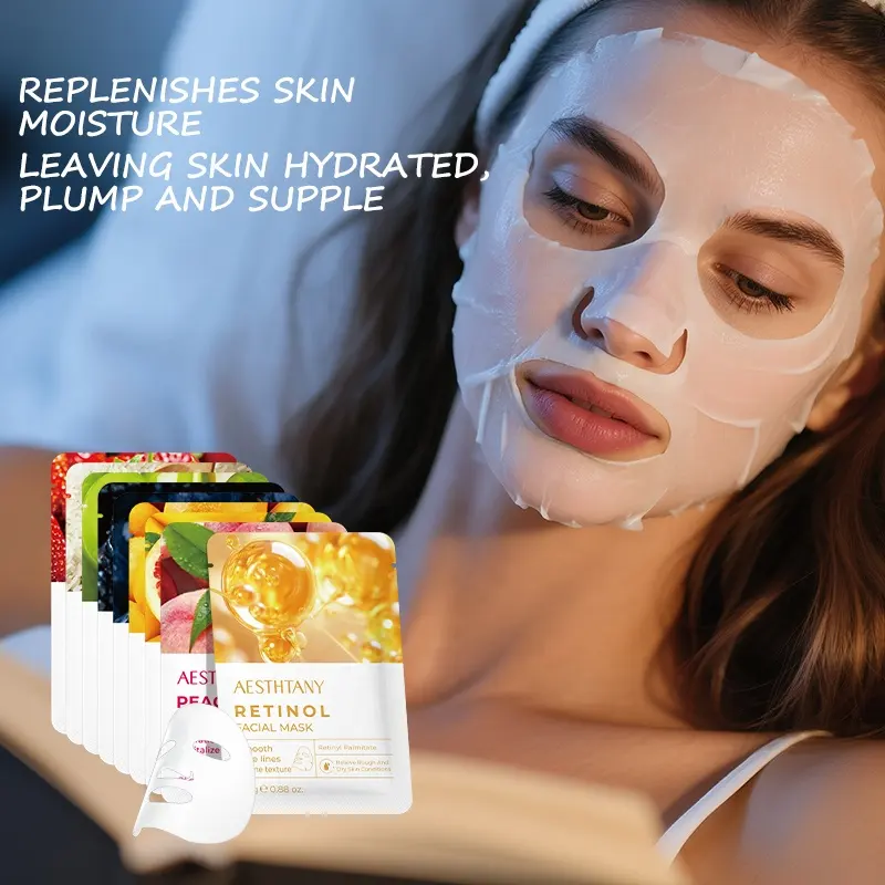 AESTHTANY Fruity Facial Mask 25g*10 Multi Natural Fruit Plant Extract Smoothing Hydrating Relaxing Daily Home Facial Spa Care