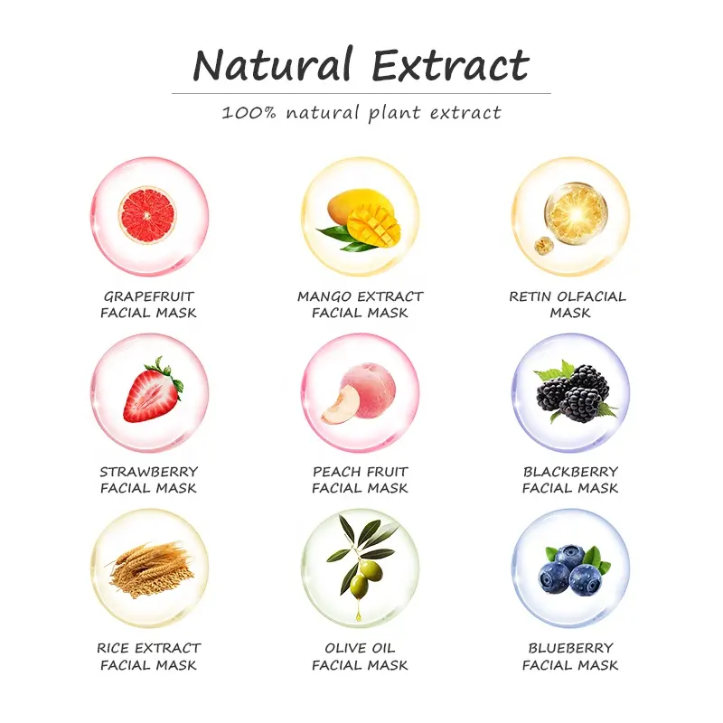 AESTHTANY Fruity Facial Mask 25g*10 Multi Natural Fruit Plant Extract Smoothing Hydrating Relaxing Daily Home Facial Spa Care