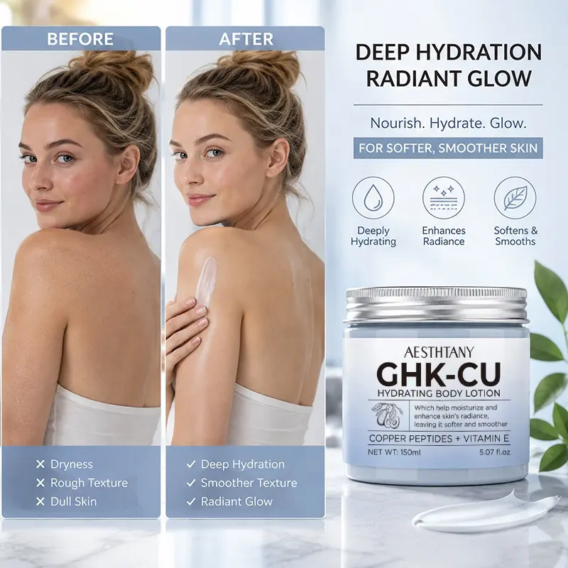 AESTHTANY 150ml Blue Copper Peptide Moisturizing Body Lotion Hydrating Nourishing Soften Rough Skin Daily Full Body Skin Care