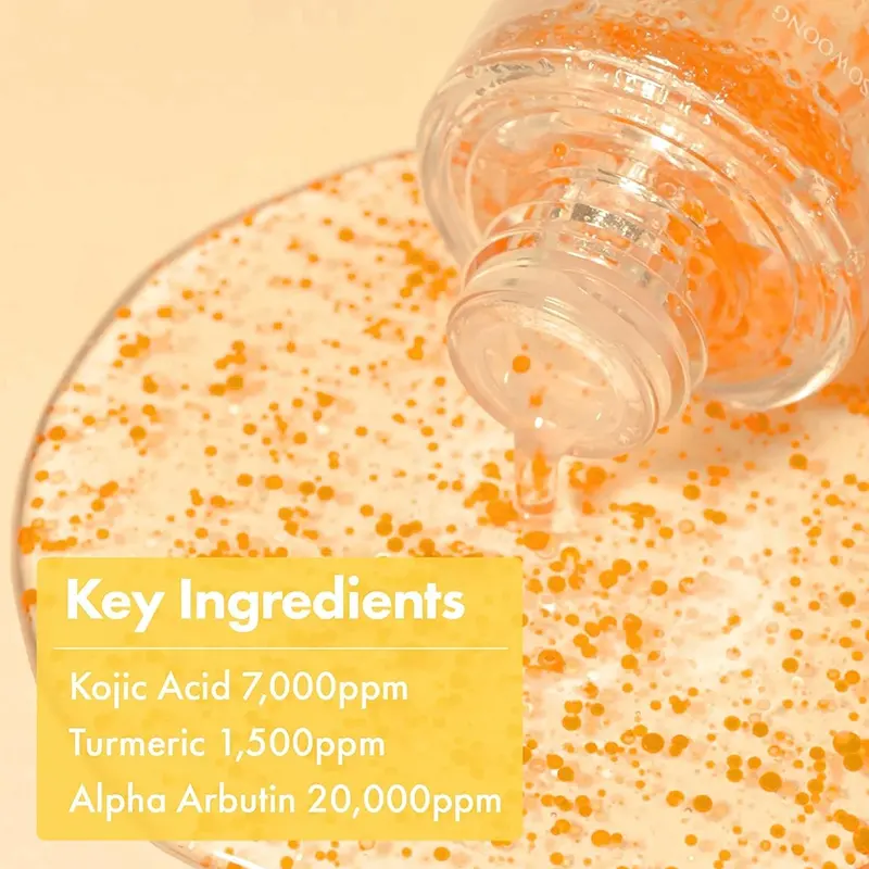 Private Label Turmeric Kojic Acid Alpha Arbutin Facial Serum Harmonize Uneven Dull Complexion Nourish Daily Facial Maintenance