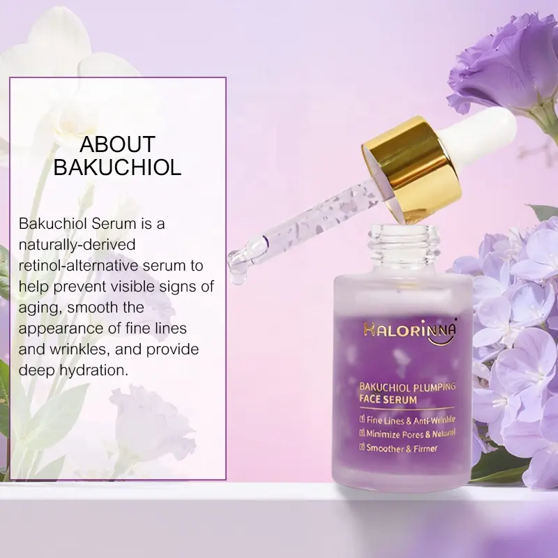 HALORINNA 30ml Natural Bakuchiol Niacinamide Plumping Whitening Brightening Serum Smooth Fine Lines Minimize Pores Anti-Aging