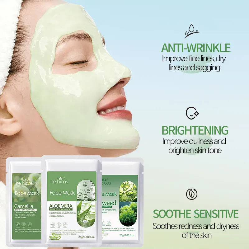 Wholesale 100%Natural Whitening Cooling Collagen Face Mask Powder Spa Peel Off Jelly Mask for Nose Neck Vitamin C Herbal